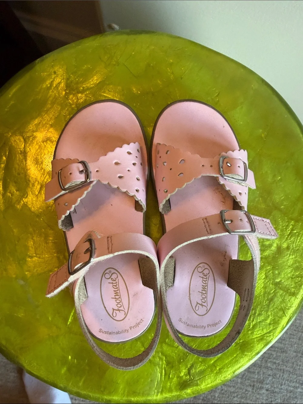 FootMates Light Pink Scalloped Buckle Sandals